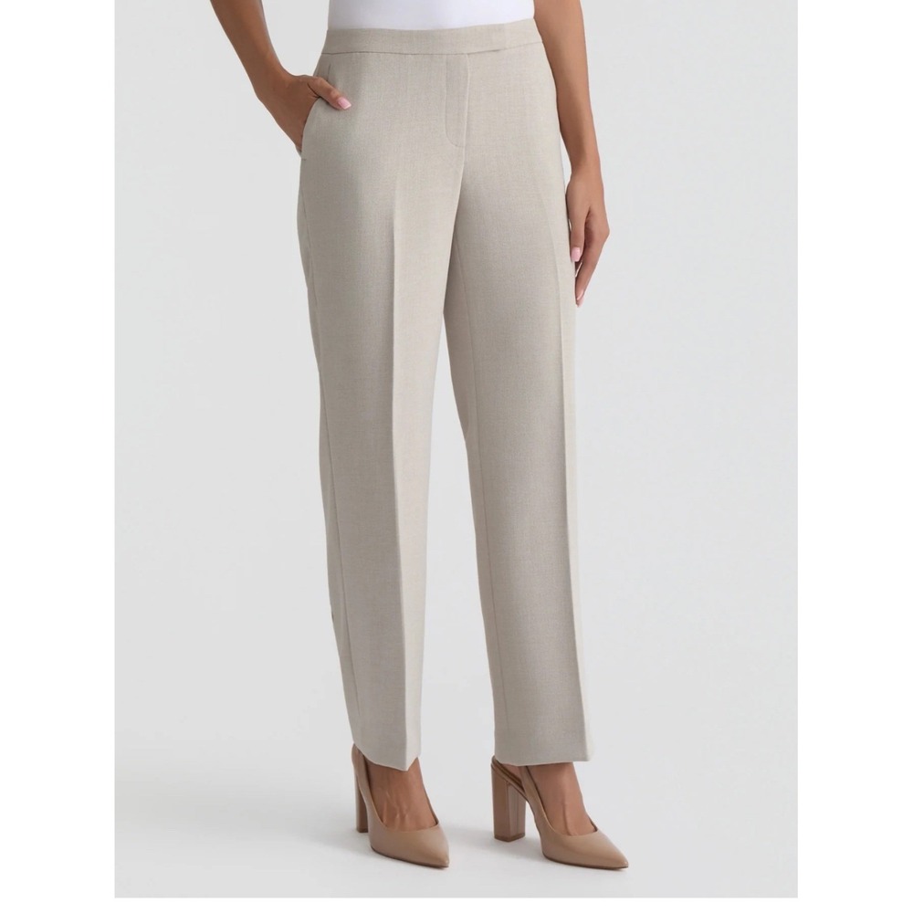Kasper Women 20W Dress Pants Summer Straw Beige Wide Leg Career Trousers NWT